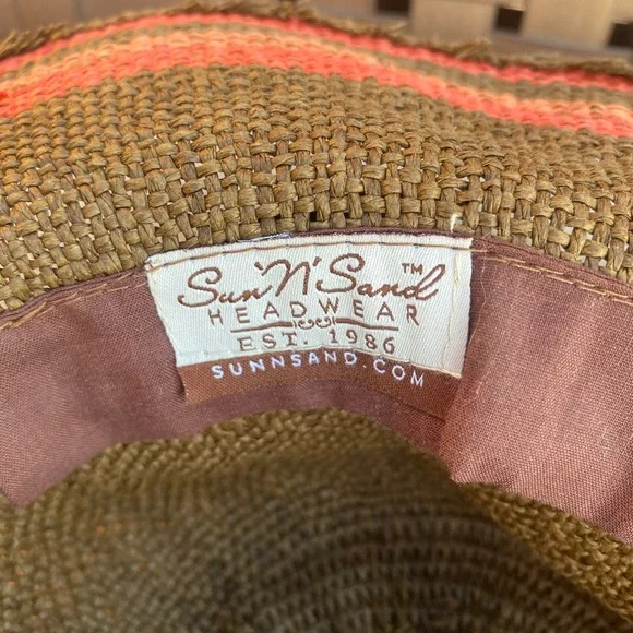 Sun n Sand Hat Brimmed Sun Brown and Orange - Picture 7 of 7